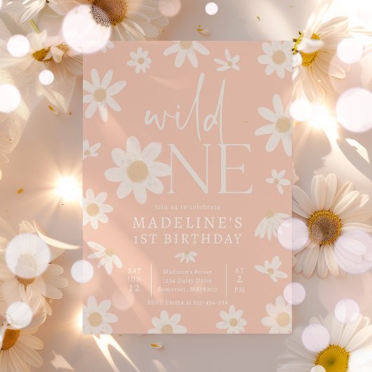 Daisy 1st Birthday Wild One Wildflower Verjaardag Kaart