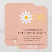 Daisy 1st Lovely One Birthday Invite Kaart (Voorkant / Achterkant)