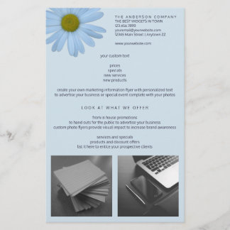 Daisy 2 Blue Floral Simple Moderne Your 2 Photo Flyer