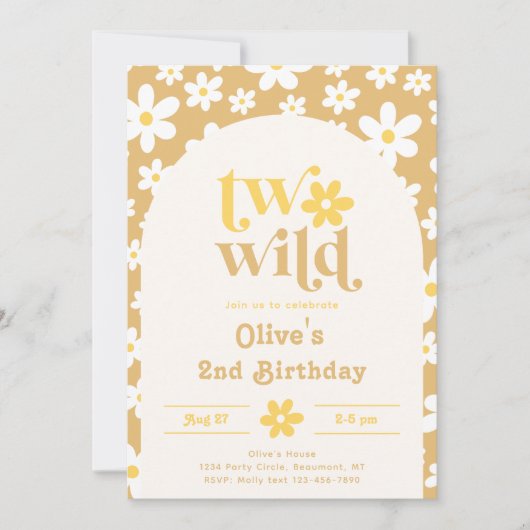Daisy 2e verjaardag uitnodiging | Twee Wild (Voorkant)