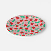 Daisy Aardbei Patroon Roze & Rood Papieren Bordje (Gekanteld)