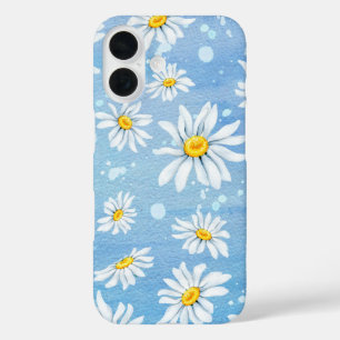 Daisy Abstract op blauw iPhone 16 Hoesje