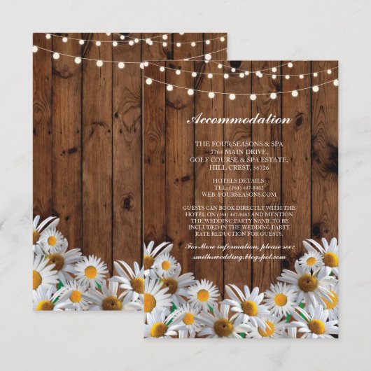 Daisy Accommodation Wood Lights Wedding Cards Informatiekaartje (Voorkant / Achterkant)