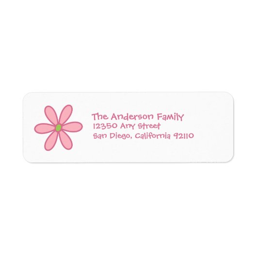 Daisy Adreslabel (roze) Etiket (Voorkant)