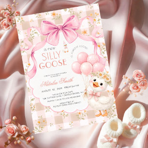 Daisy All in One Domme Gans Roze Strik Baby Shower Kaart