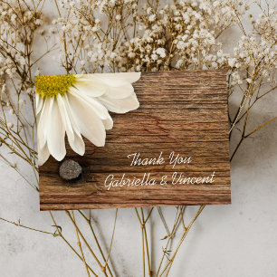 Daisy and Barn Wood Country Weddenschap Bedankkaart
