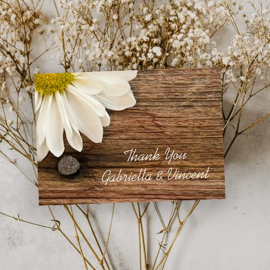 Daisy and Barn Wood Country Weddenschap Bedankkaart