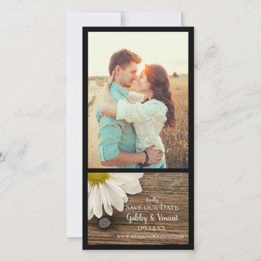 Daisy and Barn Wood Country Weddenschap Save the D Save The Date (Voorkant)