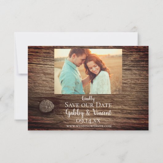 Daisy and Barn Wood Country Weddenschap Save the D Save The Date (Achterkant)