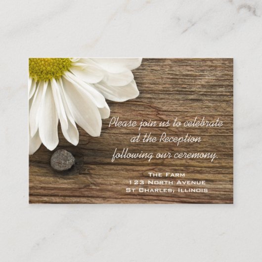 Daisy and Barn Wood Country Wedding Reception Kaar Informatiekaartje (Voorkant)