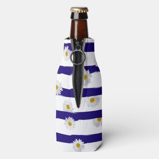 Daisy and Blue Stripes Koelbox Flesjeskoeler (Fles Achterkant)