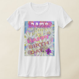 Daisy and Daffodils: Personaliseer Birthday T-Shir T-shirt