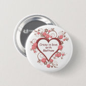 Daisy and Heart, Crazy in Love Ronde Button 5,7 Cm (Voorkant /achterkant)