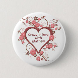 Daisy and Heart, Crazy in Love Ronde Button 5,7 Cm