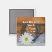 Daisy and Hoefijzer Country Wedding Save the Date Magneet (Voorkant / Achterkant)