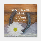 Daisy and Hoefijzer Country Wedding Save the Date Magneet (Voorkant)