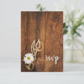Daisy and Horse Bit Western Wedding RSVP Kaart (Staand voorkant)