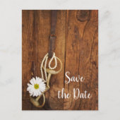 Daisy and Horse Bit Western Wedding Save the Date Aankondigingskaart (Voorkant)