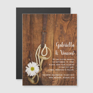 Daisy and Horse Bit Western Wedding Save the Date Magnetische Uitnodiging