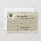 Daisy and Lace Country Burlap Huwelijksreactie RSVP Kaartje (Voorkant)