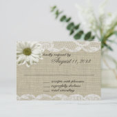 Daisy and Lace Country Burlap Huwelijksreactie RSVP Kaartje (Staand voorkant)