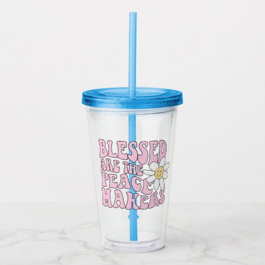 Daisy and Peace Makers Slogan Acryl Drinkbeker (Voorkant)