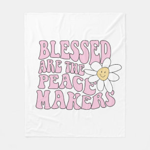 Daisy and Peace Makers Slogan Fleece Deken