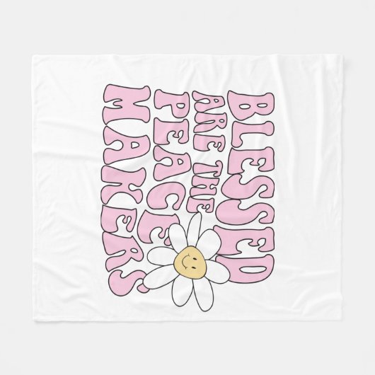 Daisy and Peace Makers Slogan Fleece Deken (Voorkant (Horizontaal))