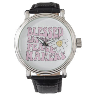 Daisy and Peace Makers Slogan Horloge