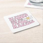 Daisy and Peace Makers Slogan Kartonnen Onderzetters (Schuin)