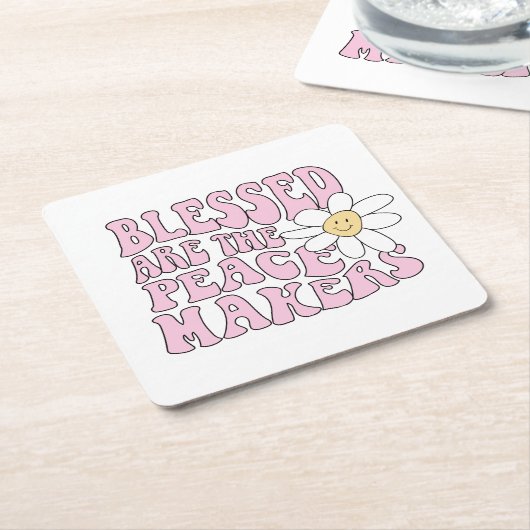 Daisy and Peace Makers Slogan Kartonnen Onderzetters (Schuin)
