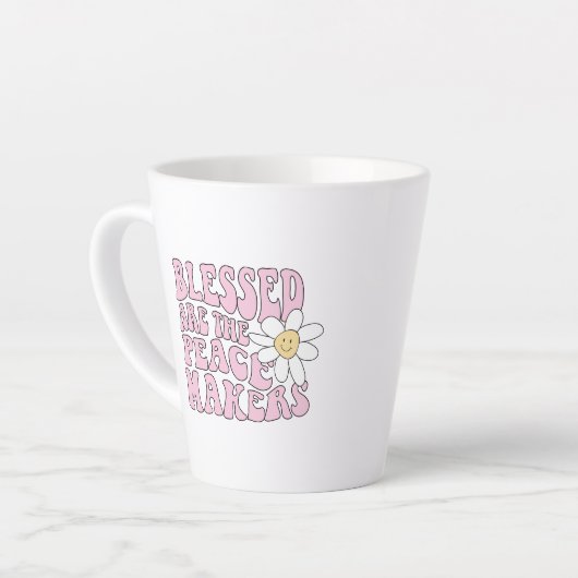 Daisy and Peace Makers Slogan Latte Mok (Linkerhoek)