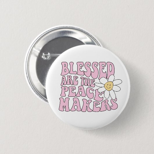 Daisy and Peace Makers Slogan Ronde Button 5,7 Cm (Voorkant /achterkant)