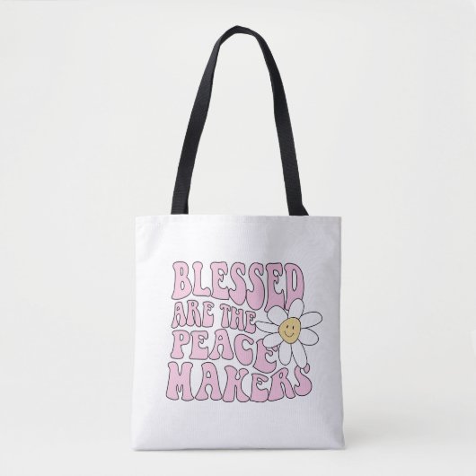 Daisy and Peace Makers Slogan Tote Bag (Voorkant)