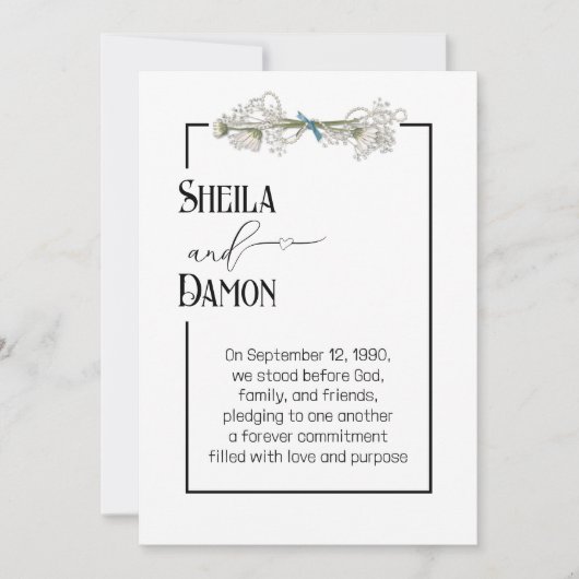 Daisy and Pearls Bouquet Wedding Vow Renewal  Kaart (Voorkant)