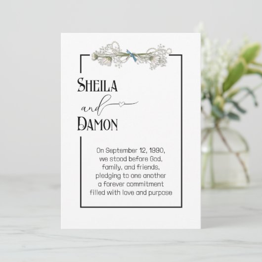 Daisy and Pearls Bouquet Wedding Vow Renewal  Kaart (Staand voorkant)