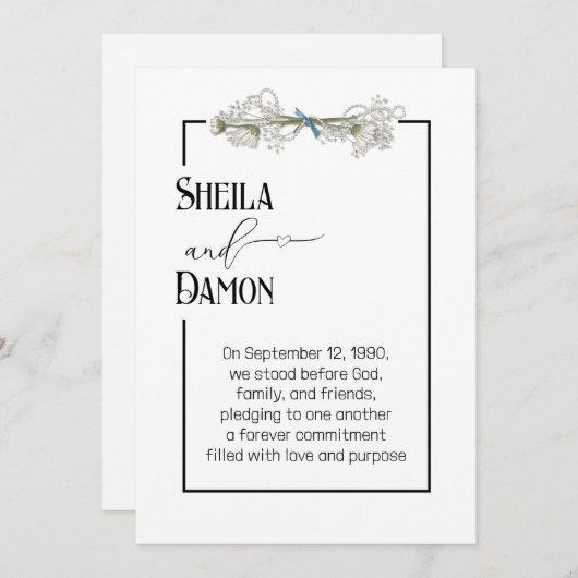 Daisy and Pearls Bouquet Wedding Vow Renewal  Kaart (Voorkant / Achterkant)