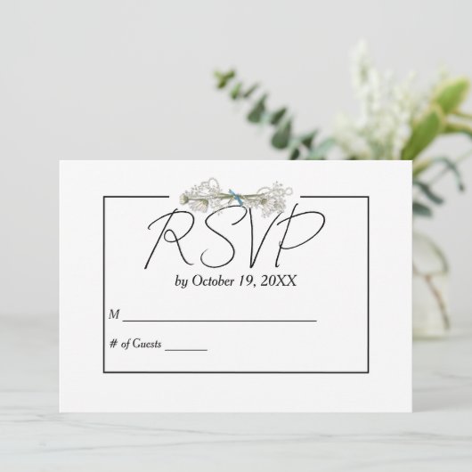 Daisy and Pearls RSVP Wedding  Kaart (Staand voorkant)
