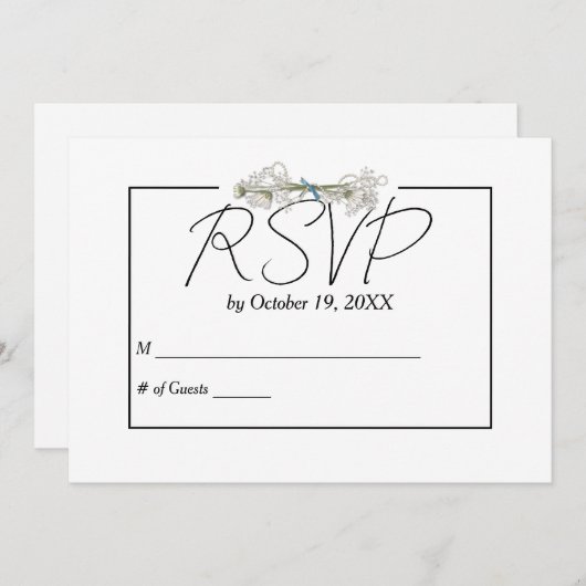 Daisy and Pearls RSVP Wedding  Kaart (Voorkant / Achterkant)