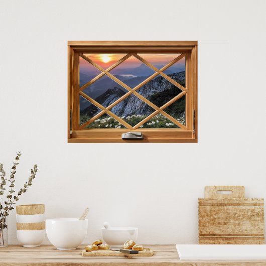 Daisy and Rocks Fake, Faux Window Illusion Poster (Keuken)