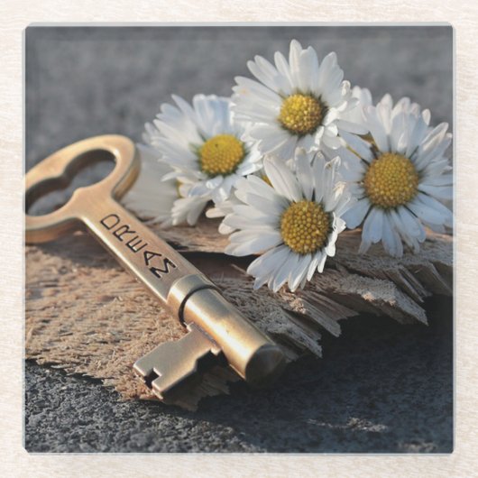 Daisy and Skeleton Key Glazen Onderzetter (Voorkant)