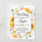 Daisy and Sunflower Baby shower Invitation Kaart (Voorkant)