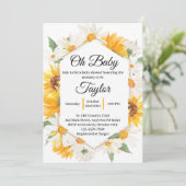 Daisy and Sunflower Baby shower Invitation Kaart (Staand voorkant)
