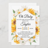 Daisy and Sunflower Baby shower Invitation Kaart (Voorkant / Achterkant)