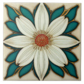 Daisy Art Deco Floral Wall Decor Art Tegeltje (Voorkant)