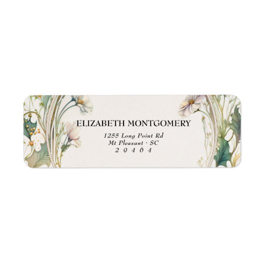 Daisy Art Deco retour adreslabels Etiket (Voorkant)