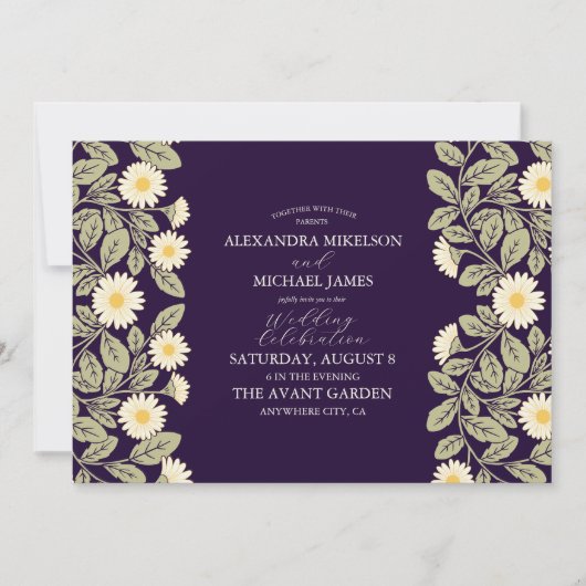 Daisy Art Nouveau bruiloft Kaart (Voorkant)