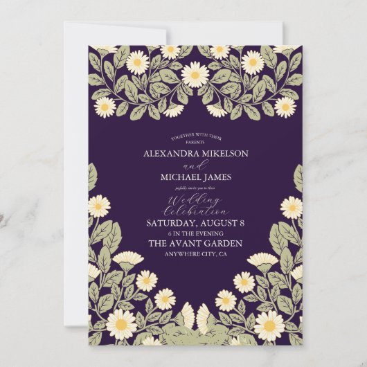 Daisy Art Nouveau bruiloft Kaart (Voorkant)