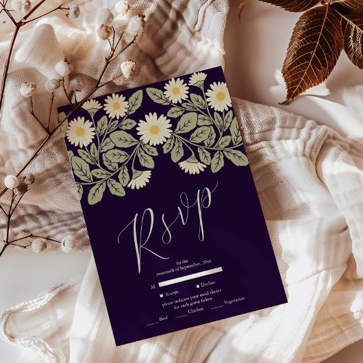 Daisy Art Nouveau Bruiloft RSVP Kaartje