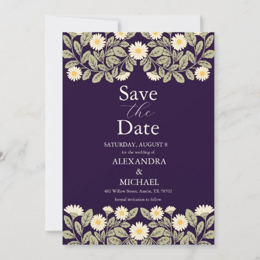 Daisy Art Nouveau bruiloft Save The Date (Voorkant)